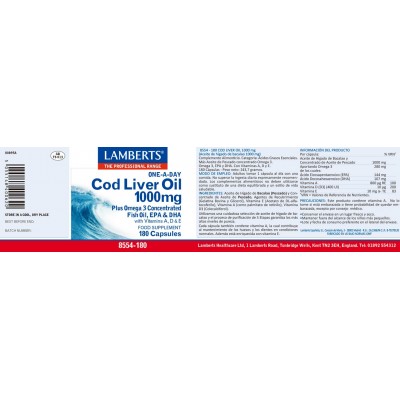 Comprar LAMBERTS ACEITE HIGADO BACALAO 180 CAPSULAS 8554 al mejor precio en NuestraFarma, tu farmacia online