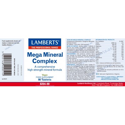 Comprar LAMBERTS MEGA MINERAL COMPLEX 90TABLETAS 8204 al mejor precio en NuestraFarma, tu farmacia online