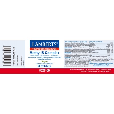 Comprar LAMBERTS METHYL B COMPLEX 60 TABLETAS 8027 al mejor precio en NuestraFarma, tu farmacia online