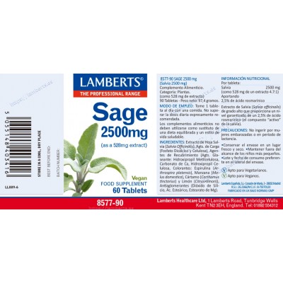 Comprar LAMBERTS SALVIA 2500 MG 90 TABLETAS 8577 al mejor precio en NuestraFarma, tu farmacia online