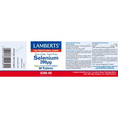 Comprar LAMBERTS SELENIO 200 µG 60 TABLETAS 8269 al mejor precio en NuestraFarma, tu farmacia online