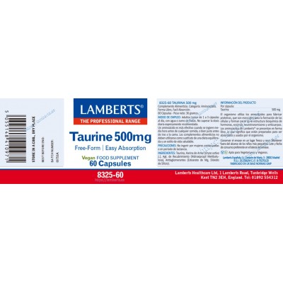 Comprar LAMBERTS TAURINA 500 MG 60 CAPSULAS al mejor precio en NuestraFarma, tu farmacia online