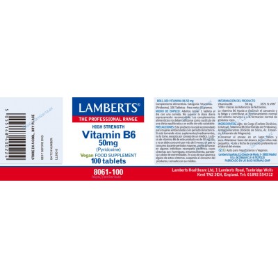 Comprar LAMBERTS VITAMINA B6 50 MG 100 TABLETAS 8061 al mejor precio en NuestraFarma, tu farmacia online