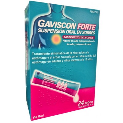 Comprar GAVISCON FORTE 24 SOBRES SUSPENSION ORAL 10 ML (SABOR FRUTOS DEL BOSQUE) al mejor precio en NuestraFarma, tu farmacia online