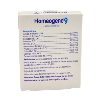 Comprar HOMEOGENE 9 60 COMPRIMIDOS al mejor precio en NuestraFarma, tu farmacia online