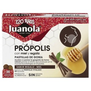 JUANOLA EDICION ESPECIAL PROPOLIS 36 PASTILLAS DE GOMA SABOR REGALIZ Y MIEL