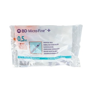 BD MICRO-FINE+ U-100 JERINGA DE INSULINA ESCALA 1 EN 1 0,30MM(30G)X8MM 10 UNIDADES 0,5ML