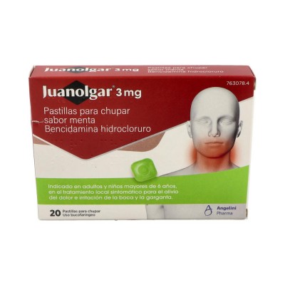 Comprar JUANOLGAR 3 MG 20 PASTILLAS PARA CHUPAR (SABOR MENTA)(BLISTER) al mejor precio en NuestraFarma, tu farmacia online