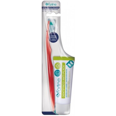 Comprar FARLINE DUPLO CEPILLO DENTAL PRECISION MEDIO + DENTIFRICO ANTI-PLACA 30 ML al mejor precio en NuestraFarma, tu farmacia online