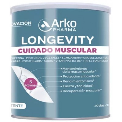Comprar ARKOPHARMA LONGEVITY CUIDADO MUSCULAR 285 G al mejor precio en NuestraFarma, tu farmacia online