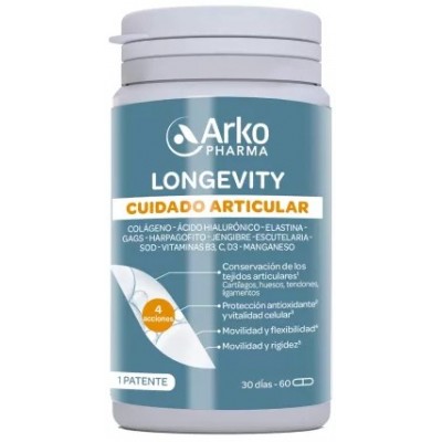 Comprar ARKOPHARMA LONGEVITY CUIDADO ARTICULAR 60 CAPSULAS al mejor precio en NuestraFarma, tu farmacia online