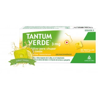 TANTUM VERDE 3 mg 20 PASTILLAS PARA CHUPAR (SABOR LIMON)