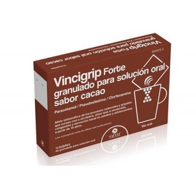 Comprar VINCIGRIP FORTE 10 SOBRES GRANULADO PARA SOLUCION ORAL (SABOR CACAO) al mejor precio en NuestraFarma, tu farmacia online