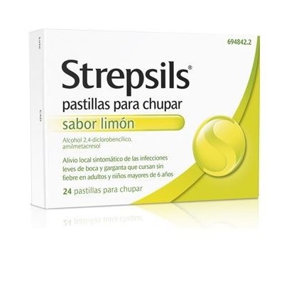 Comprar STREPSILS 24 PASTILLAS PARA CHUPAR (SABOR LIMON) al mejor precio en NuestraFarma, tu farmacia online