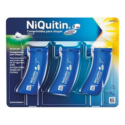 Comprar NIQUITIN 4 mg 60 COMPRIMIDOS PARA CHUPAR (SABOR MENTA) al mejor precio en NuestraFarma, tu farmacia online