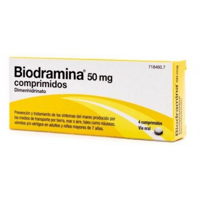 Comprar BIODRAMINA 50 MG 4 COMPRIMIDOS al mejor precio en NuestraFarma, tu farmacia online