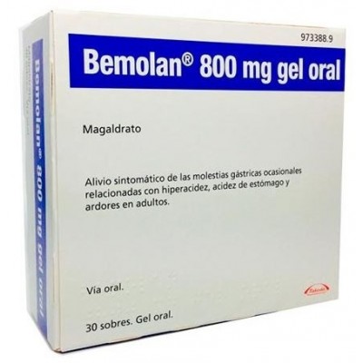 Comprar BEMOLAN 800 MG 30 SOBRES GEL ORAL al mejor precio en NuestraFarma, tu farmacia online