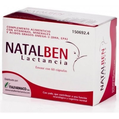 Comprar NATALBEN LACTANCIA 60 CAPSULAS al mejor precio en NuestraFarma, tu farmacia online