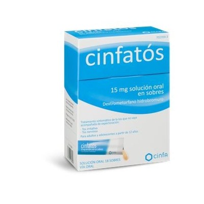 Comprar CINFATOS ANTITUSIVO 15 mg 18 SOBRES SOLUCION ORAL al mejor precio en NuestraFarma, tu farmacia online
