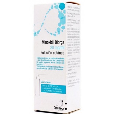 Comprar MINOXIDIL BIORGA 20 mg/ml SOLUCION CUTANEA 1 FRASCO 60 ml + 1 ACCIONADOR DE BOQUILLA Y 1 ACCIONADOR al mejor precio en NuestraFarma, tu farmacia online