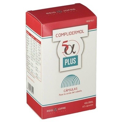 Comprar COMPLIDERMOL 5ALFA PLUS 60 CAPSULAS al mejor precio en NuestraFarma, tu farmacia online