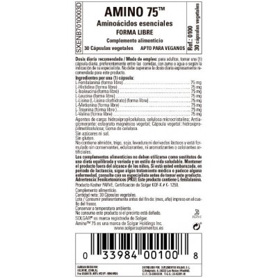 Comprar SOLGAR AMINO 75 - 30 CAPSULAS VEGETALES al mejor precio en NuestraFarma, tu farmacia online