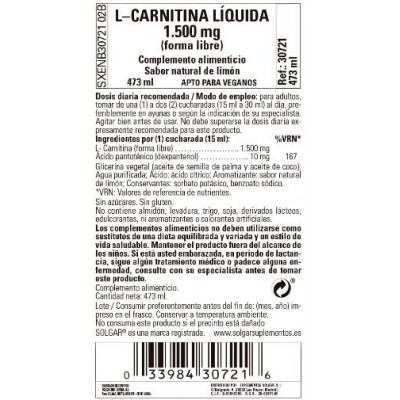Comprar SOLGAR L-CARNITINA LIQUIDA 1500MG 473 ML al mejor precio en NuestraFarma, tu farmacia online
