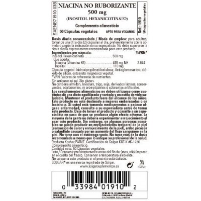 Comprar SOLGAR NIACINA NO RUBORIZANTE 500MG 50 CAPSULAS VEGETALES al mejor precio en NuestraFarma, tu farmacia online