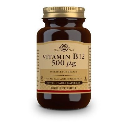 Comprar SOLGAR VITAMINA B12 (CIANOCOBALAMINA) 500 MCG 50 CAPSULAS VEGETALES al mejor precio en NuestraFarma, tu farmacia online