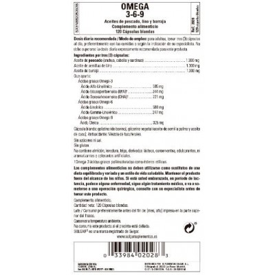Comprar SOLGAR OMEGA 3-6-9 (PESCADO-LINO-BORRAJA) 120 CAPSULAS BLANDAS al mejor precio en NuestraFarma, tu farmacia online