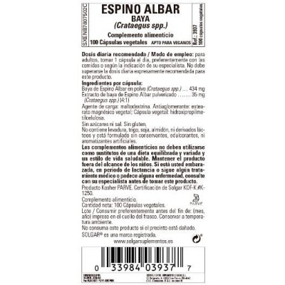 Comprar SOLGAR ESPINO ALBAR 100 CAPSULAS VEGETALES al mejor precio en NuestraFarma, tu farmacia online