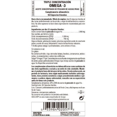 Comprar SOLGAR OMEGA-3 TRIPLE CONCENTRACION 50 CAPSULAS BLANDAS al mejor precio en NuestraFarma, tu farmacia online