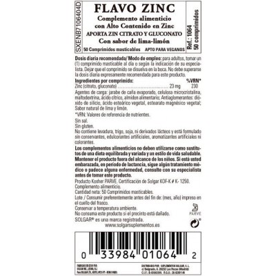 Comprar SOLGAR FLAVO ZINC 50 COMPRIMIDOS MASTICABLES al mejor precio en NuestraFarma, tu farmacia online