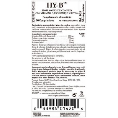 Comprar SOLGAR HY-BIO 500MG BIOFLAVONOIDE COMPLEX 50 COMPRIMIDOS al mejor precio en NuestraFarma, tu farmacia online