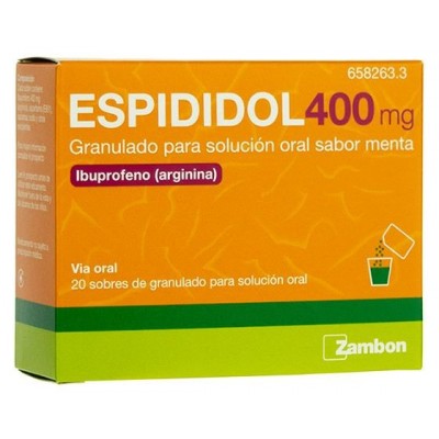 Comprar ESPIDIDOL 400 MG 20 SOBRES GRANULADO PARA SOLUCION ORAL (SABOR MENTA) al mejor precio en NuestraFarma, tu farmacia online