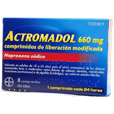 Comprar ACTROMADOL 660 MG 8 COMPRIMIDOS LIBERACION MODIFICADA al mejor precio en NuestraFarma, tu farmacia online
