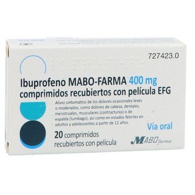 Comprar IBUPROFENO MABO-FARMA EFG 400 MG 20 COMPRIMIDOS RECUBIERTOS al mejor precio en NuestraFarma, tu farmacia online