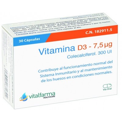 Comprar VITAMINA D3 7,5 MCG 30 CAPSULAS al mejor precio en NuestraFarma, tu farmacia online