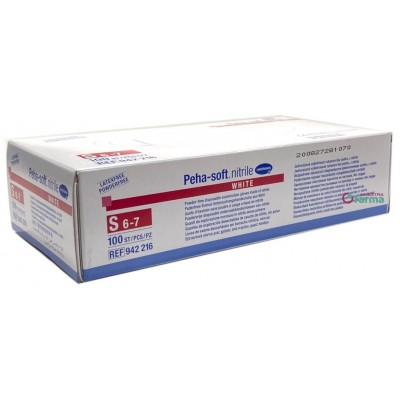 Comprar GUANTES DESECHABLES DE NITRILO PEHA-SOFT NITRILE BLANCOS SIN POLVO TALLA S 100 U al mejor precio en NuestraFarma, tu farmacia online