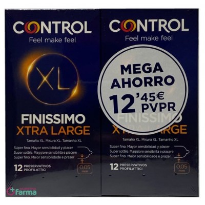 Comprar CONTROL FINISSIMO XL PRESERVATIVOS 2 ENVASES 12 UNIDADES al mejor precio en NuestraFarma, tu farmacia online