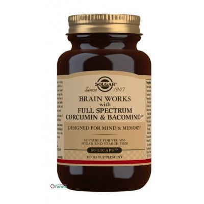 Comprar SOLGAR BRAIN WORKS CON FULL SPECTRUM CURCUMA Y BACOMIND 60 LICAPS al mejor precio en NuestraFarma, tu farmacia online