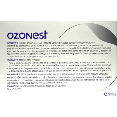 Comprar OZONEST 20 TOALLITAS OFTALMICAS al mejor precio en NuestraFarma, tu farmacia online