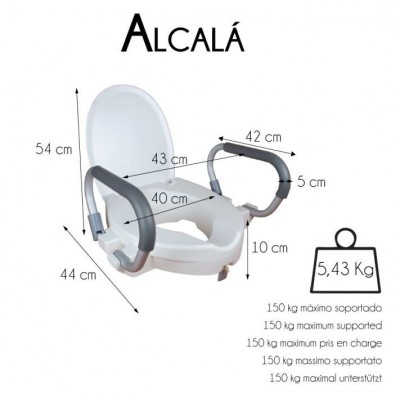 Comprar ELEVADOR WC CON REPOSABRAZOS ABATIBLE MODELO ALCALA al mejor precio en NuestraFarma, tu farmacia online