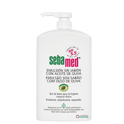 Comprar SEBAMED EMULSION SIN JABON CON ACEITE DE OLIVA 1000 ML al mejor precio en NuestraFarma, tu farmacia online