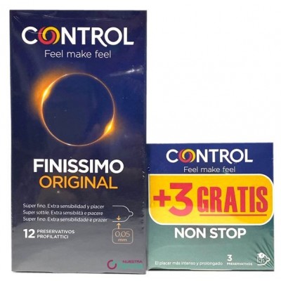Comprar CONTROL FINISSIMO 12 PRESERVATIVOS + CONTROL 3 UNIDADES GRATIS al mejor precio en NuestraFarma, tu farmacia online